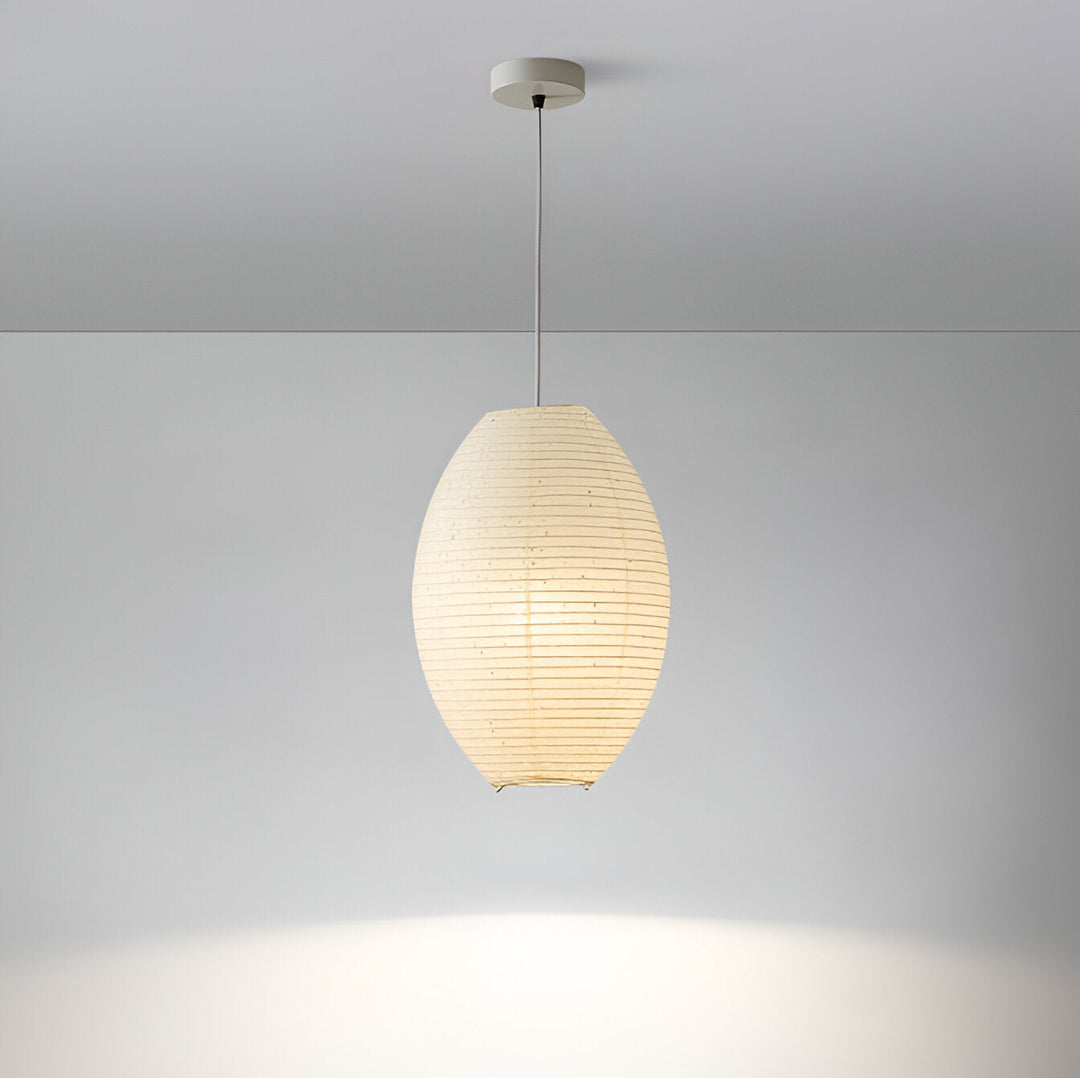 Traditionelle Japandi Wabi-Sabi Elliptische Papier Pendelleuchte