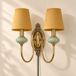 Cargar imagen en el visor de la Galería, Rowanea Fabric Shade Ceramic Plug-In Wall Sconce