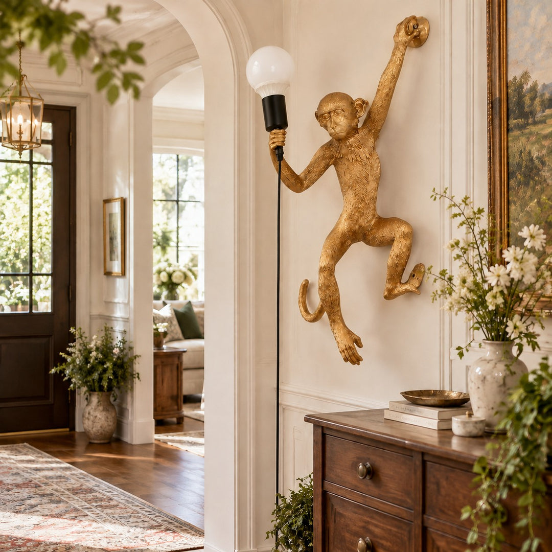 Nordic Resin Monkey Wall Light with Plug-in Cord