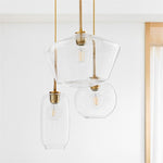 Load image into Gallery viewer, Merin Mixed Sculpture Glass and Metal Triple Chandelier
