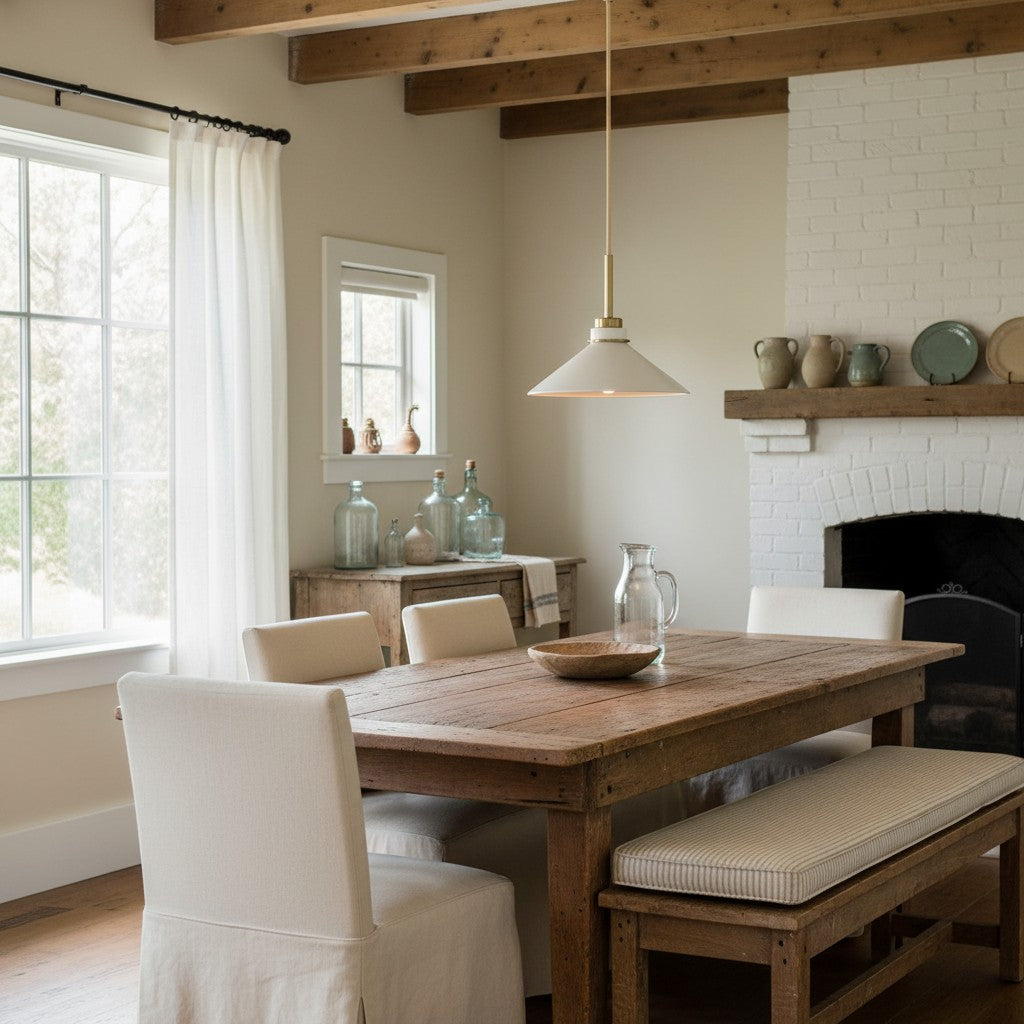 Aurenza Modern Farmhouse  Cone Pendant Light – Dimmable Kitchen and Entryway Lighting