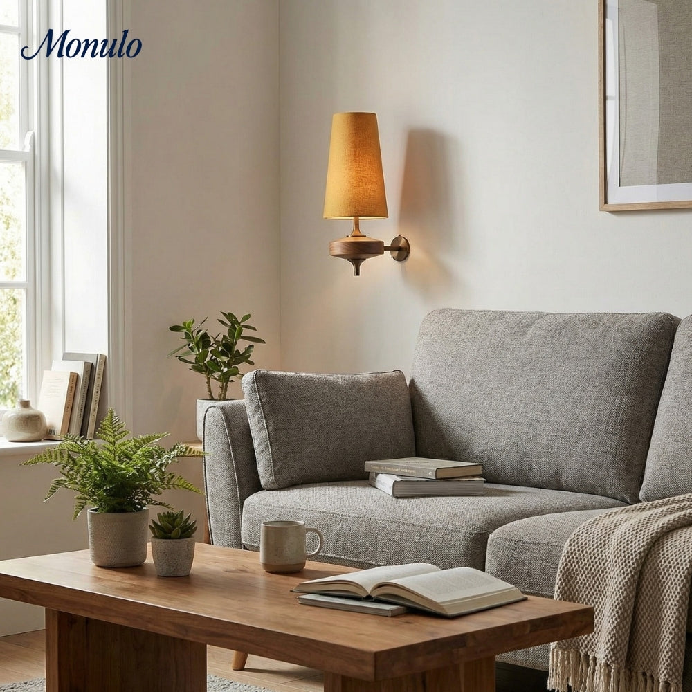 Rowan Retro Stoffschirm Wandleuchte – Klassische Stoffbeleuchtung für Schlafzimmer