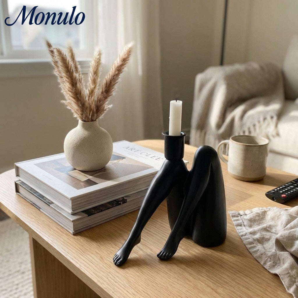 Base de vela dorada escultórica Kickra - Decoración para comedor y sala