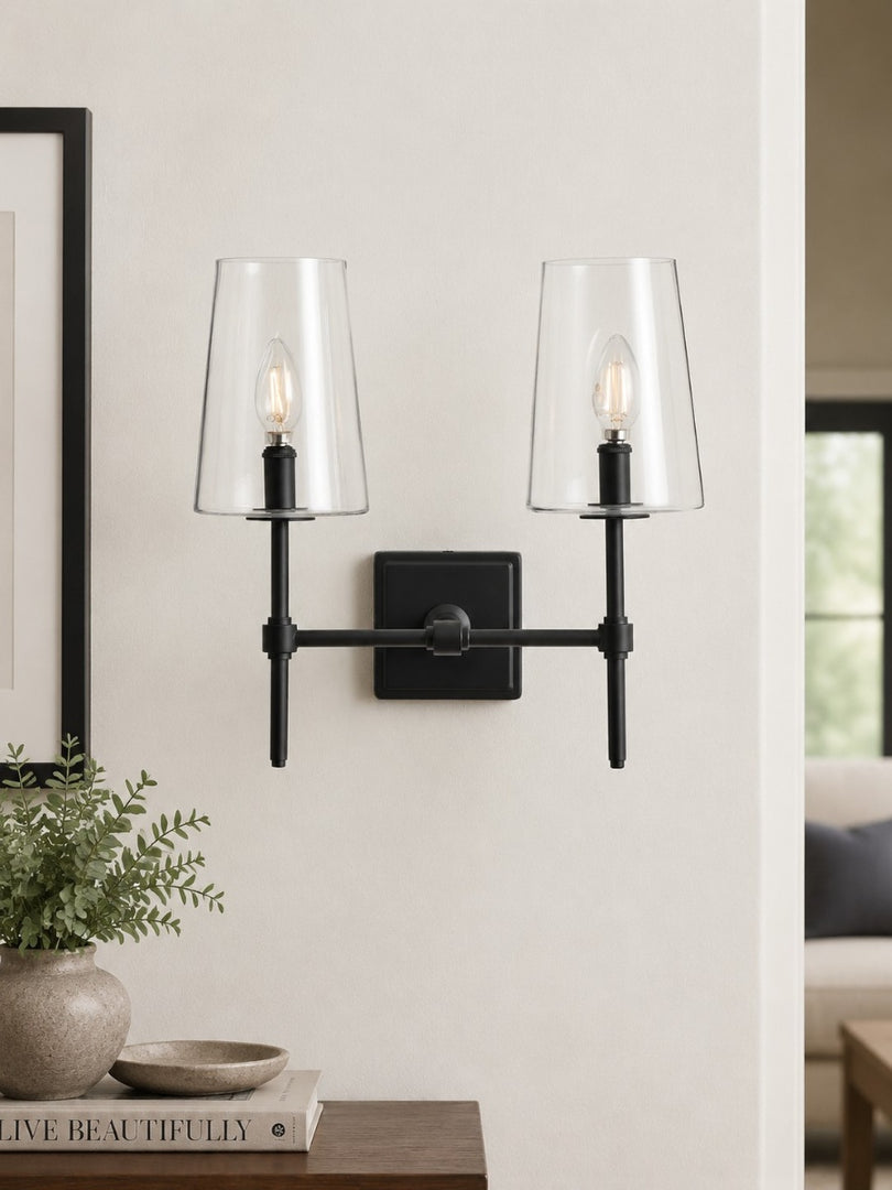 Derlina Clear Glass Sconce - Elegant Single To Triple Vanity Sconce