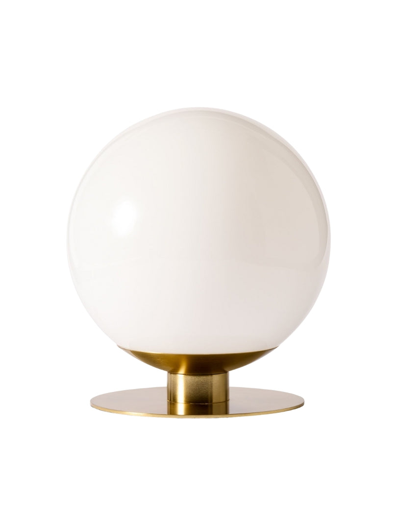Lámpara de mesa moderna Rivolence - Acabado en latón - Pantalla de cristal blanco - Estilo retro