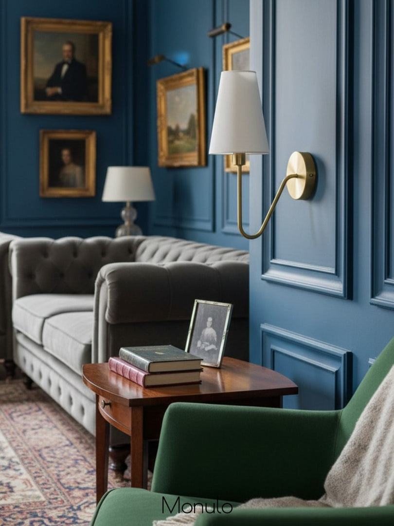 Rowan Fabric Shade Wall Sconce – Modern Industrial Light for Bedroom