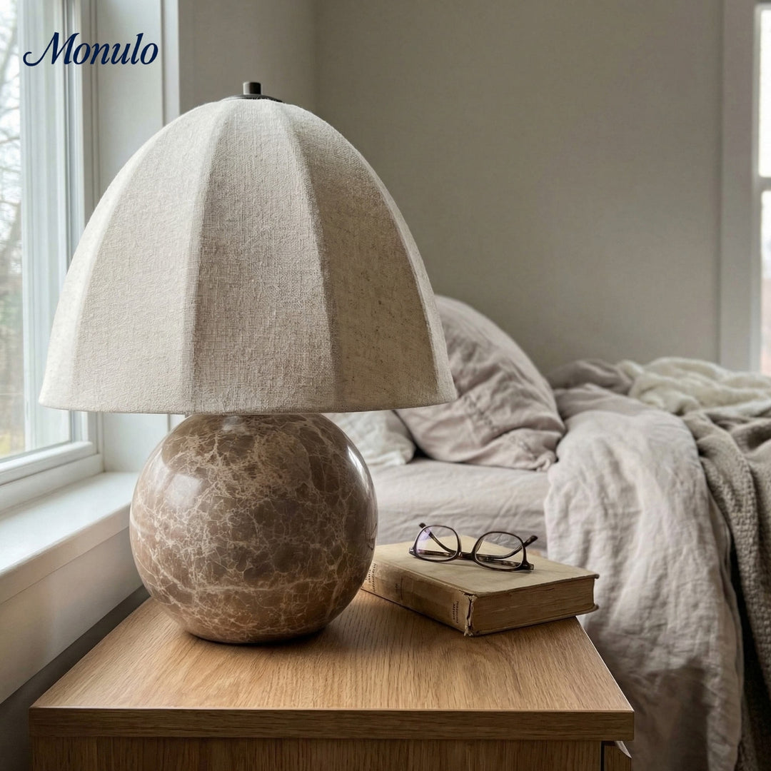 Cordove Artistic Sphere-Base Contemporary Table Lamp for Bedside and Study