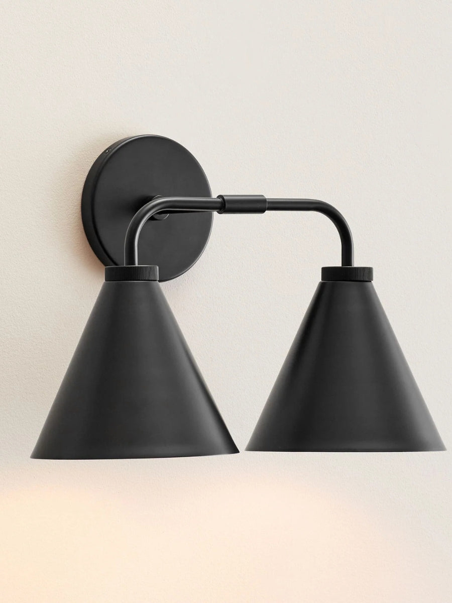 Korvi Tapered Sconce Cone Wall Light – Black or Brass Conical Retro Design