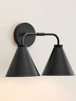 Load image into Gallery viewer, Korvi Tapered Sconce Cone Wall Light – Black or Brass Conical Retro Design
