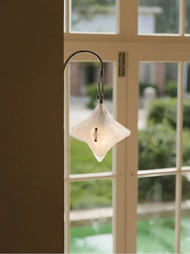 Aplique de pared Art Déco Star - Lámpara de vidrio esmerilado para pasillo - Astris Selene 