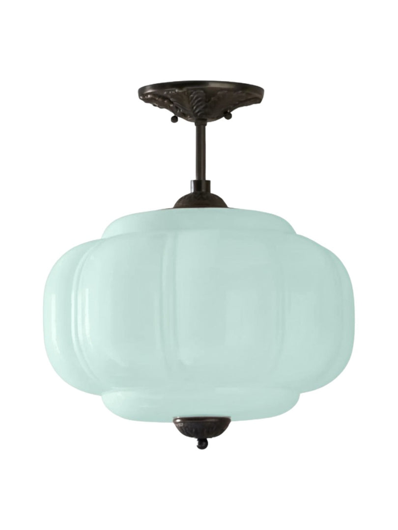Vintage Milk Glass Semi Flush Mount Eloise Pendant Light