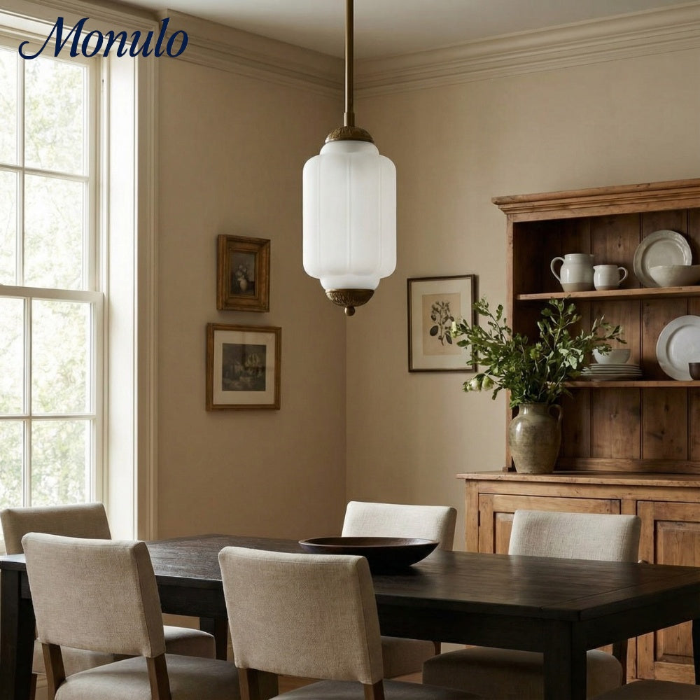 Eloise Vintage Inspired Scalloped Milk Glass Pendant - Modern Accent Light for Kitchen and Bedroom