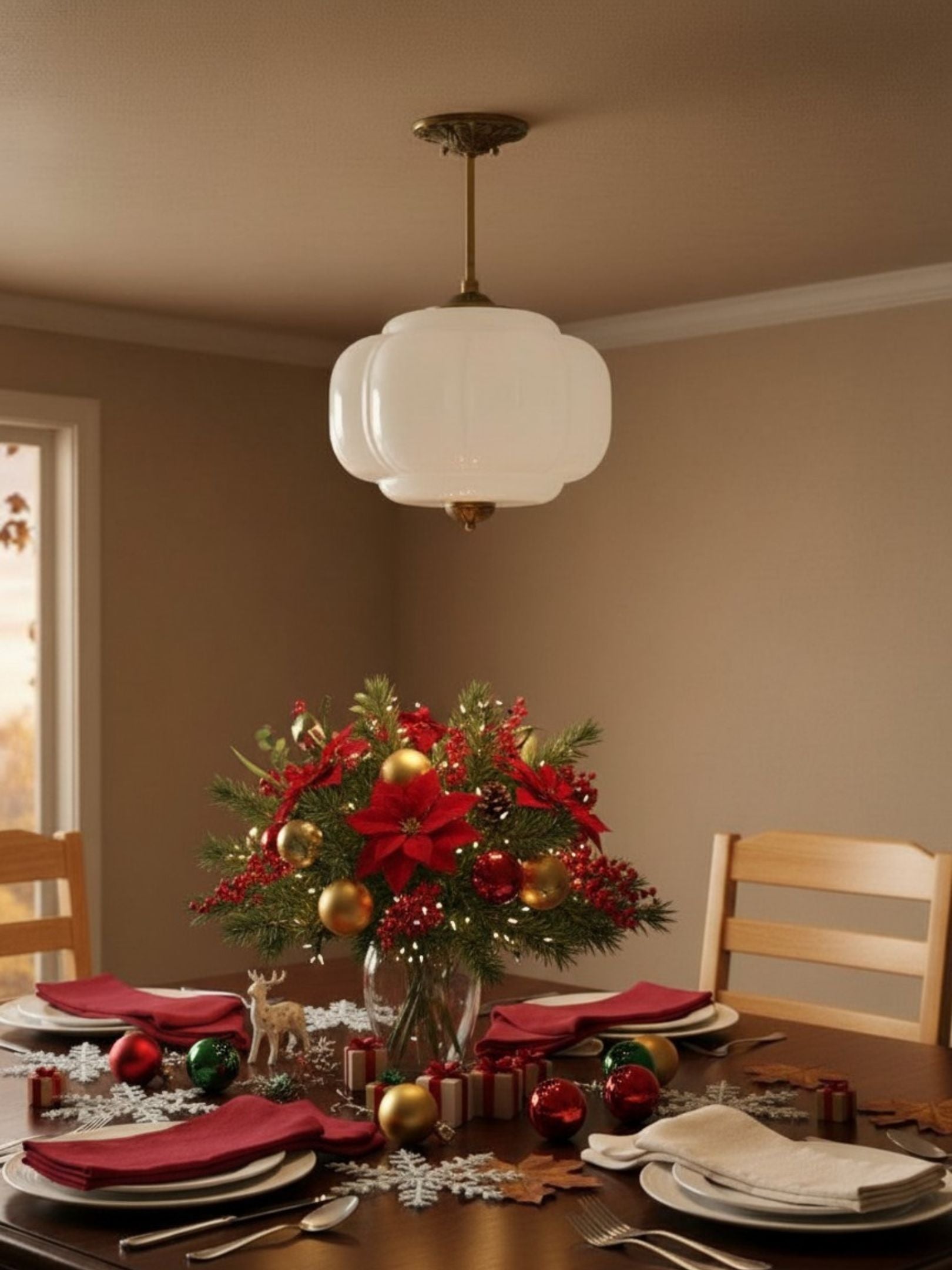 Suspension semi-encastrée vintage Eloise en verre laiteux 