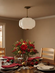 Vintage Milk Glass Semi Flush Mount Eloise Pendant Light