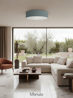 Load image into Gallery viewer, Soft Ceiling Lamp - Fabric &amp; Acrylic Round Light for Ambient Glow
