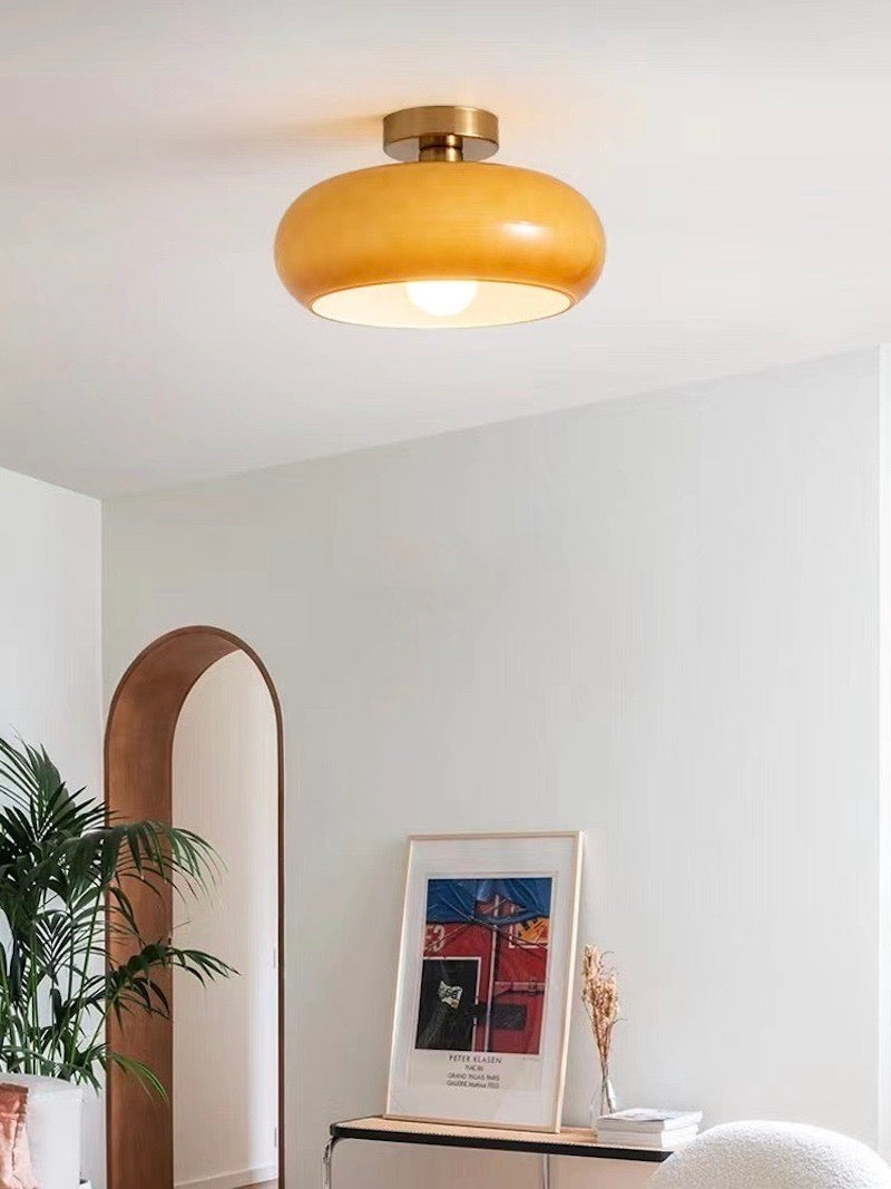 Retro Brass Bauhaus Glass Disc Ceiling Lamp