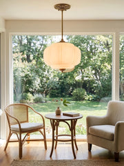 Eloise Scallop Vintage Milk Glass Semi-Flush Mount Pendant Light