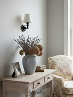Load image into Gallery viewer, Kalvora Drum Shade Wall Sconce – Fabric Sconce Light for Cozy Cottage Lighting
