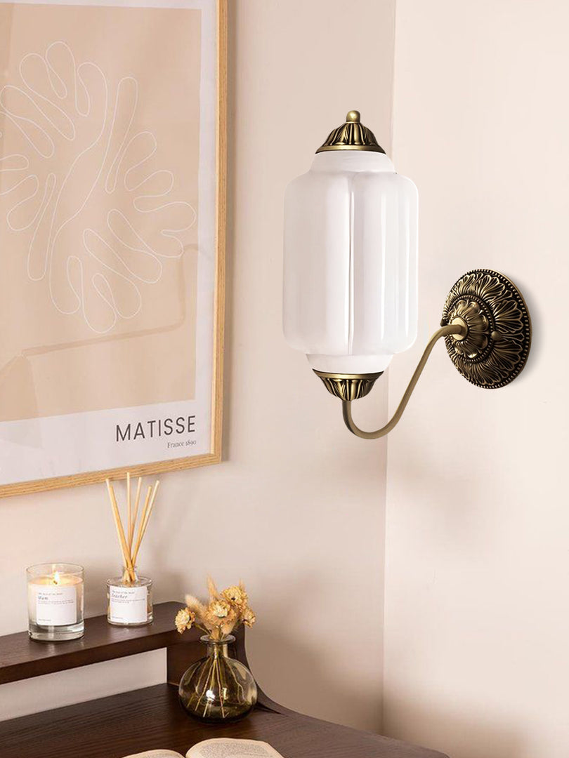 Vintage Milk Glass Sconce Bedside Hallway Eloise Wall Sconce