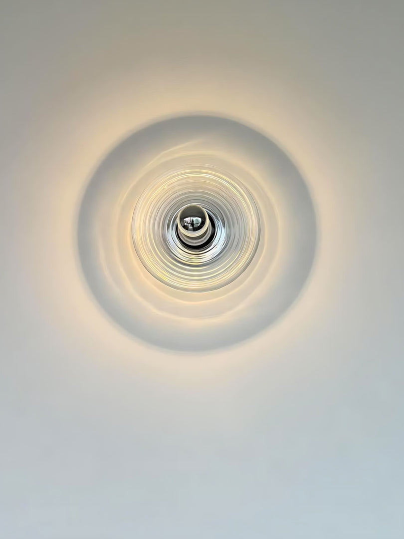 Aplique de cristal acanalado: moderna lámpara de pared de disco para dormitorio