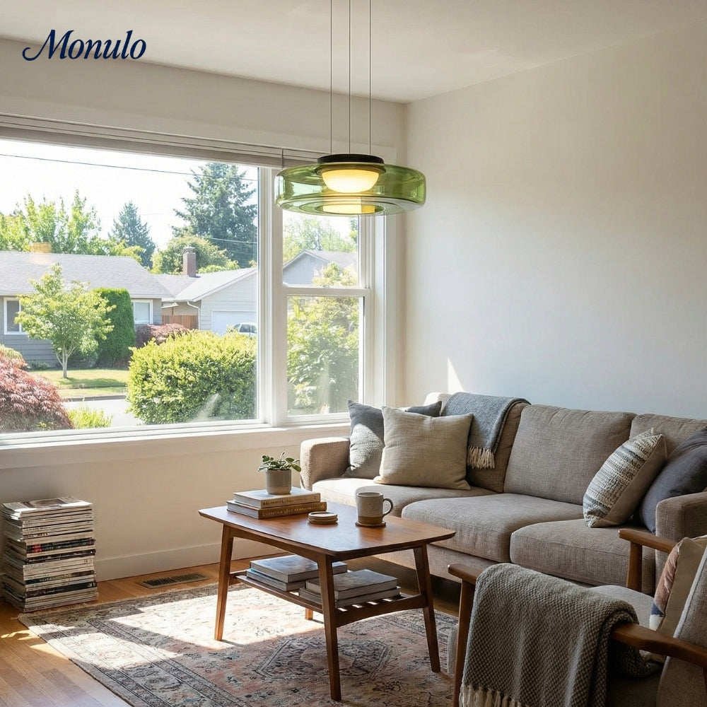 Lámpara colgante de vidrio con forma de disco apilado Verdoma Iluminación nórdica contemporánea para cocinas