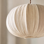 Load image into Gallery viewer, Fabric Globe Pendant Light with Wood Canopy