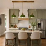 Cargar imagen en el visor de la Galería, Linear canopy jade pendant lights over a kitchen island