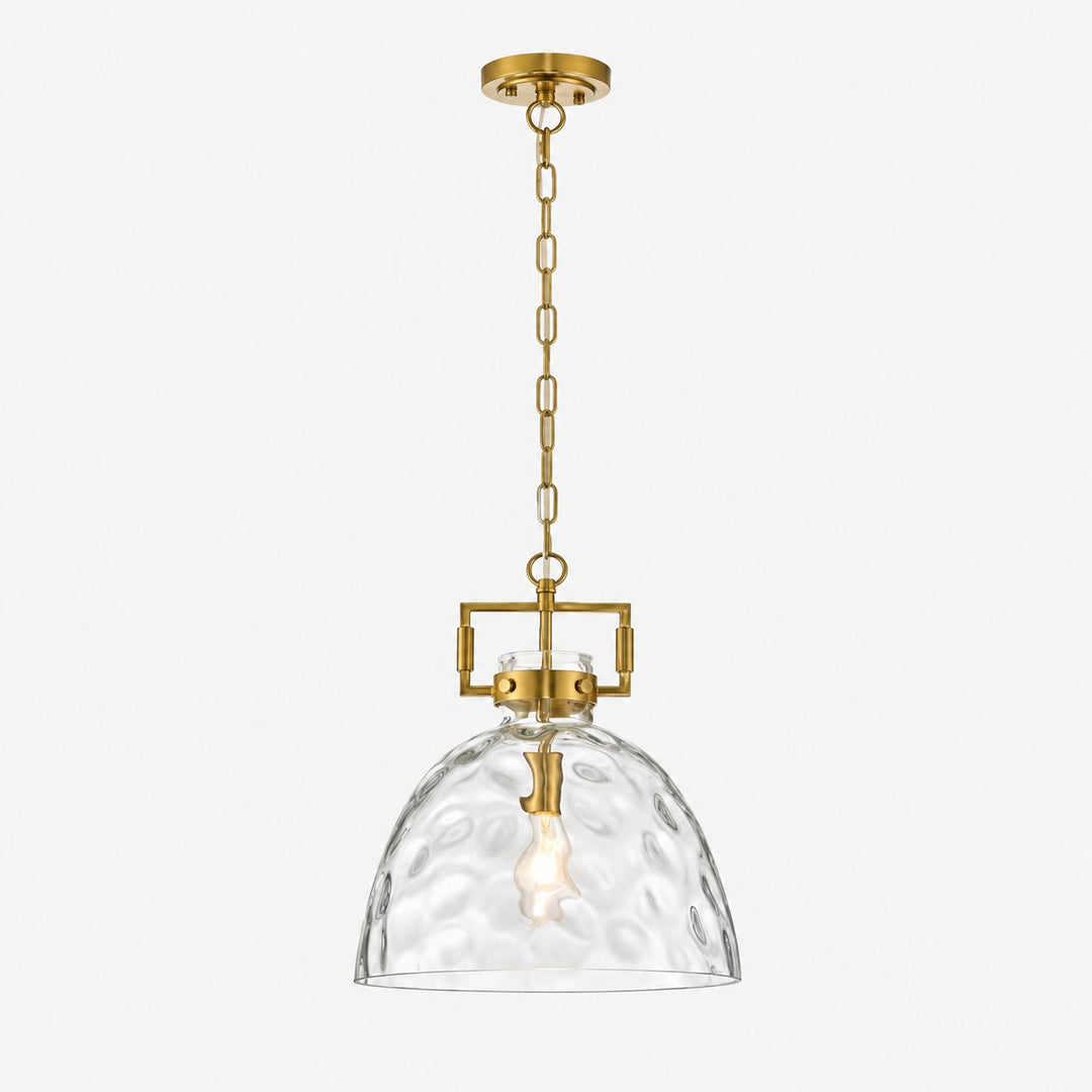 Modern Hammered Glass Pendant Light with Minimalist Metal Design - Suitable for Kitchen Island