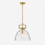 Hammered Glass Pendant Light with a 13.8-inch shade and minimal hardware