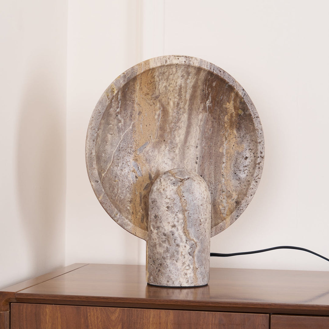 Wabi-sabi Style Eclipse Stone Travertine Table Lamp M03