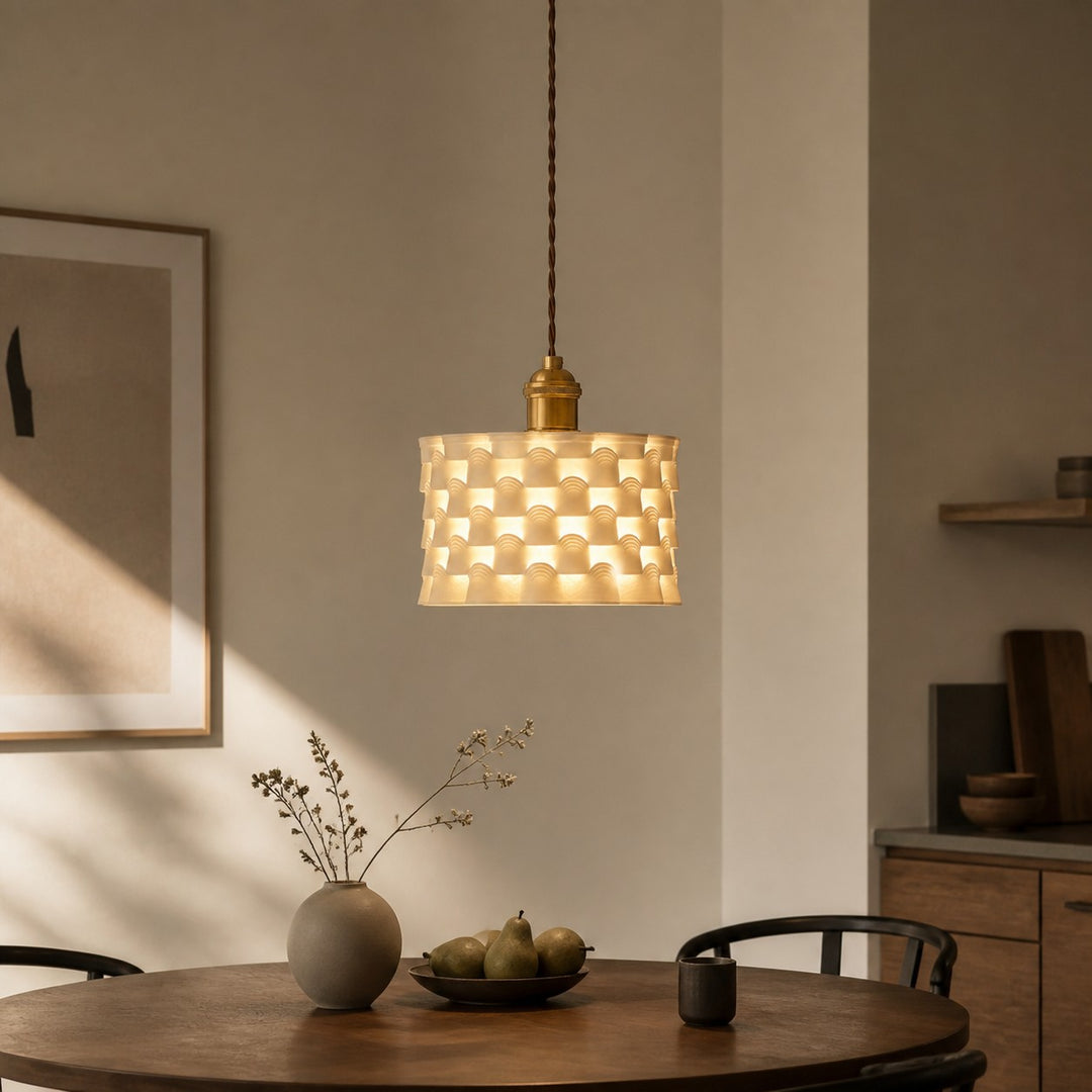 Handcrafted Ceramic Pendant Lamp with Brass Fitting