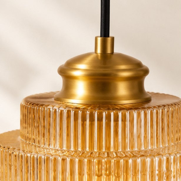 Ridged Glass Plug-In Pendant Light