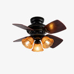 Cargar imagen en el visor de la Galería, Front profile of black amber glass ceiling fan light