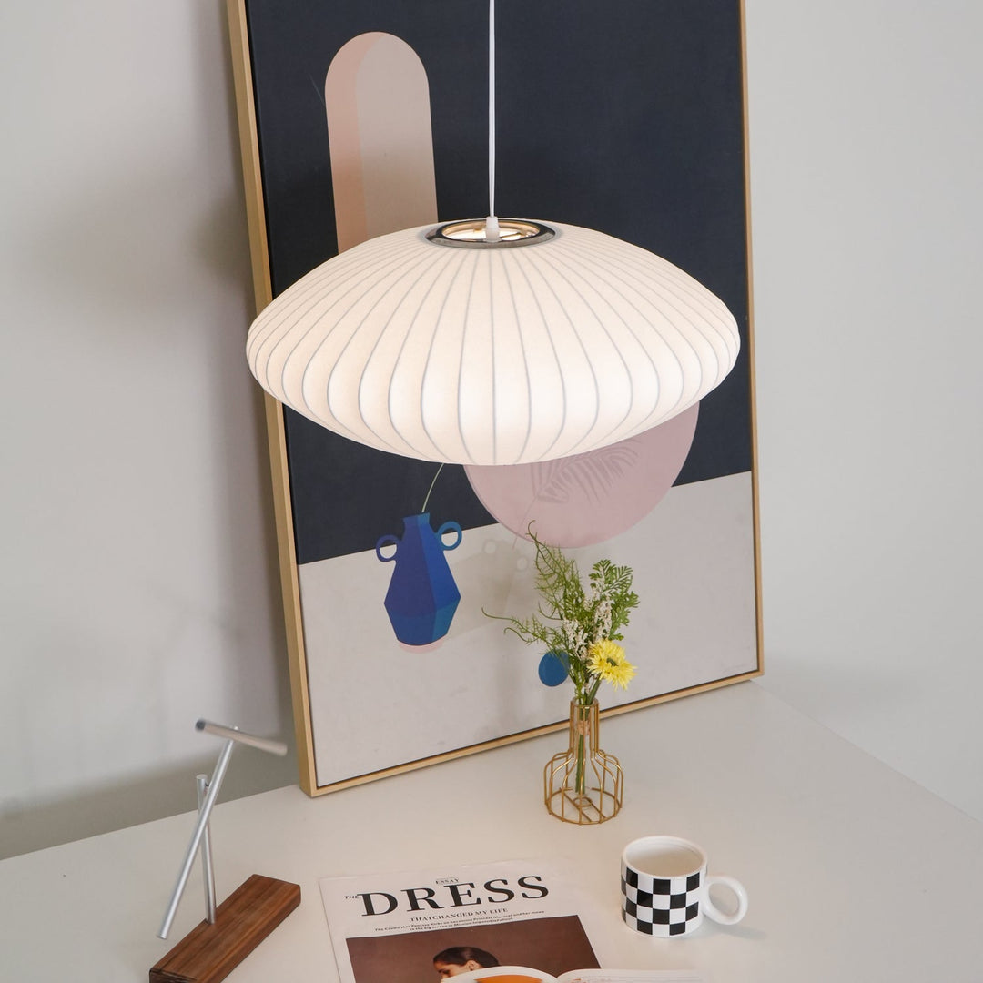 White Geometric Wire Swag Pendant Light