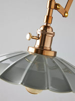 Load image into Gallery viewer, Furium Brass Accordian Wall Sconce - Retro Scalloped Bedside Lighting
