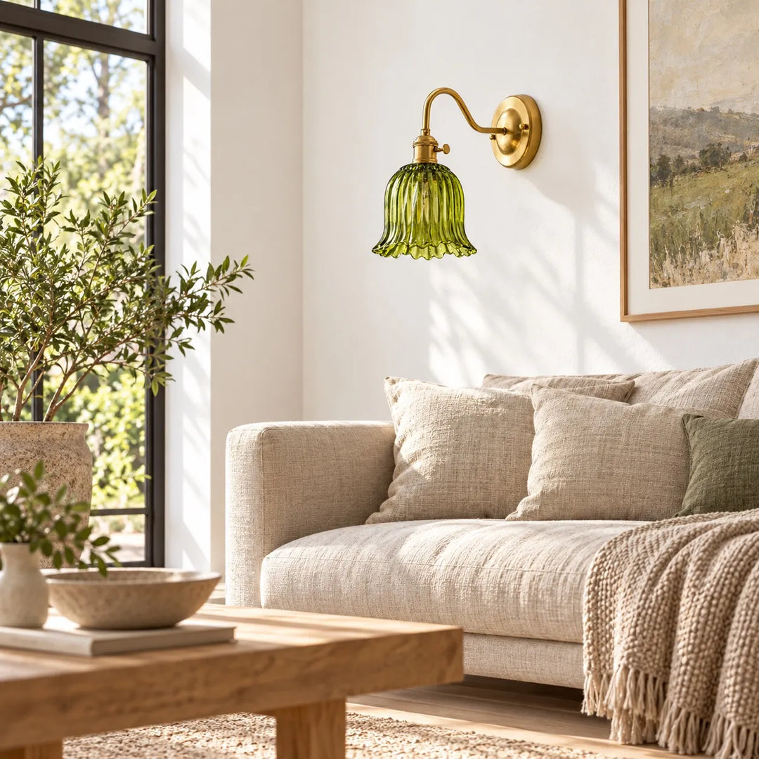 Japanese Ruffle Glass Wall Lamp