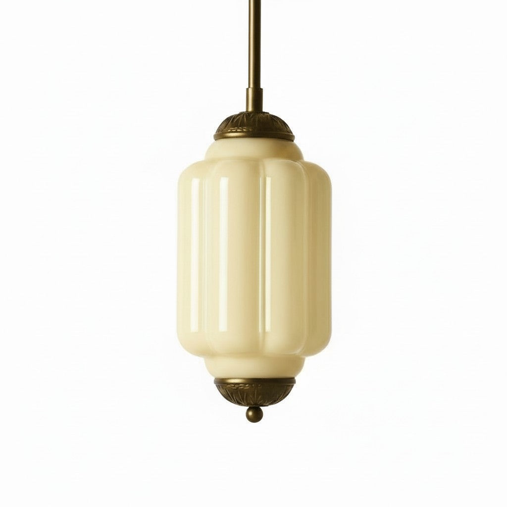 Lámpara colgante Eloise de vidrio lechoso festoneado de inspiración vintage: lámpara de acento moderna para cocina y dormitorio.