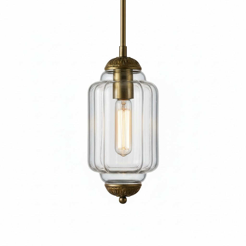 Lámpara colgante Eloise de vidrio lechoso festoneado de inspiración vintage: lámpara de acento moderna para cocina y dormitorio.