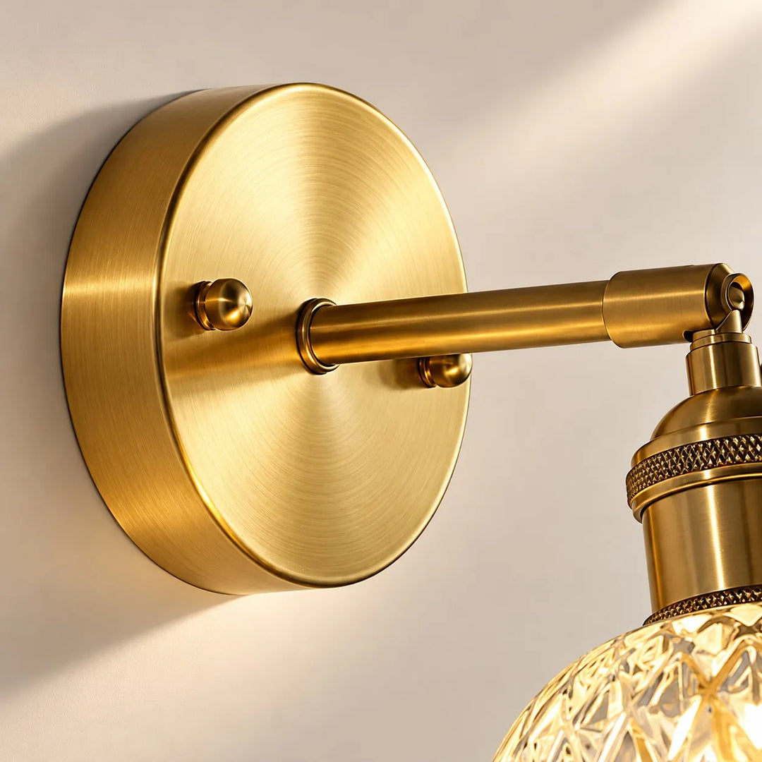 Vintage Brass Pineapple Glass Wall Lamp