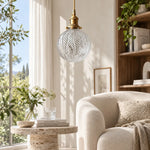 Charger l'image dans la visionneuse de galerie, Vintage Leaf-Pattern Glass Ball Pendant Lamp