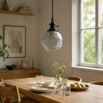 Load image into Gallery viewer, Vintage faceted glass pendant light