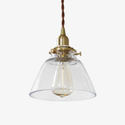 Brass glass pendant light on a clean white background