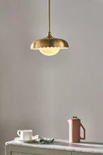 Load image into Gallery viewer, Rayla Scallop Pendant Light – Brass Finish Retro Ceiling Lamp for Dining &amp; Kitchen
