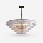 Cargar imagen en el visor de la Galería, French vintage ripple glass chandelier with smoked glass