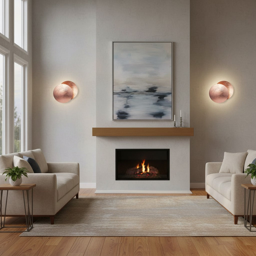 Lampe murale Discola Disc – Design moderne en cuivre avec halo et abat-jour circulaire pour salon ou chambre N20