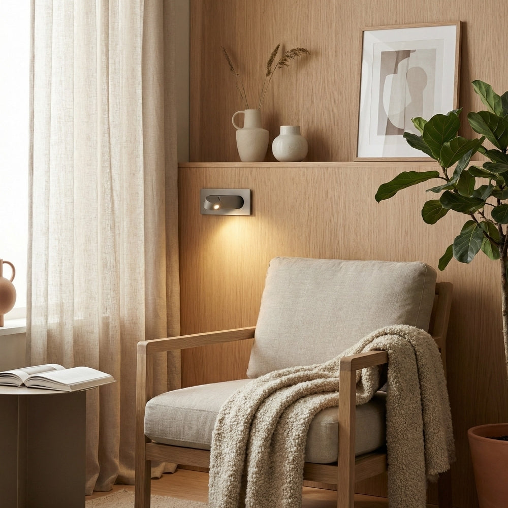 Luz de pared ajustable LED Noctiqo para cabecera de cama - Lámpara nocturna de metal de diseño contemporáneo para el hogar