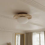 Load image into Gallery viewer, Calivra Modern Travertine Round Ceiling Light - Minimalist Flush Mount Lamp for Hallway and Bedroom