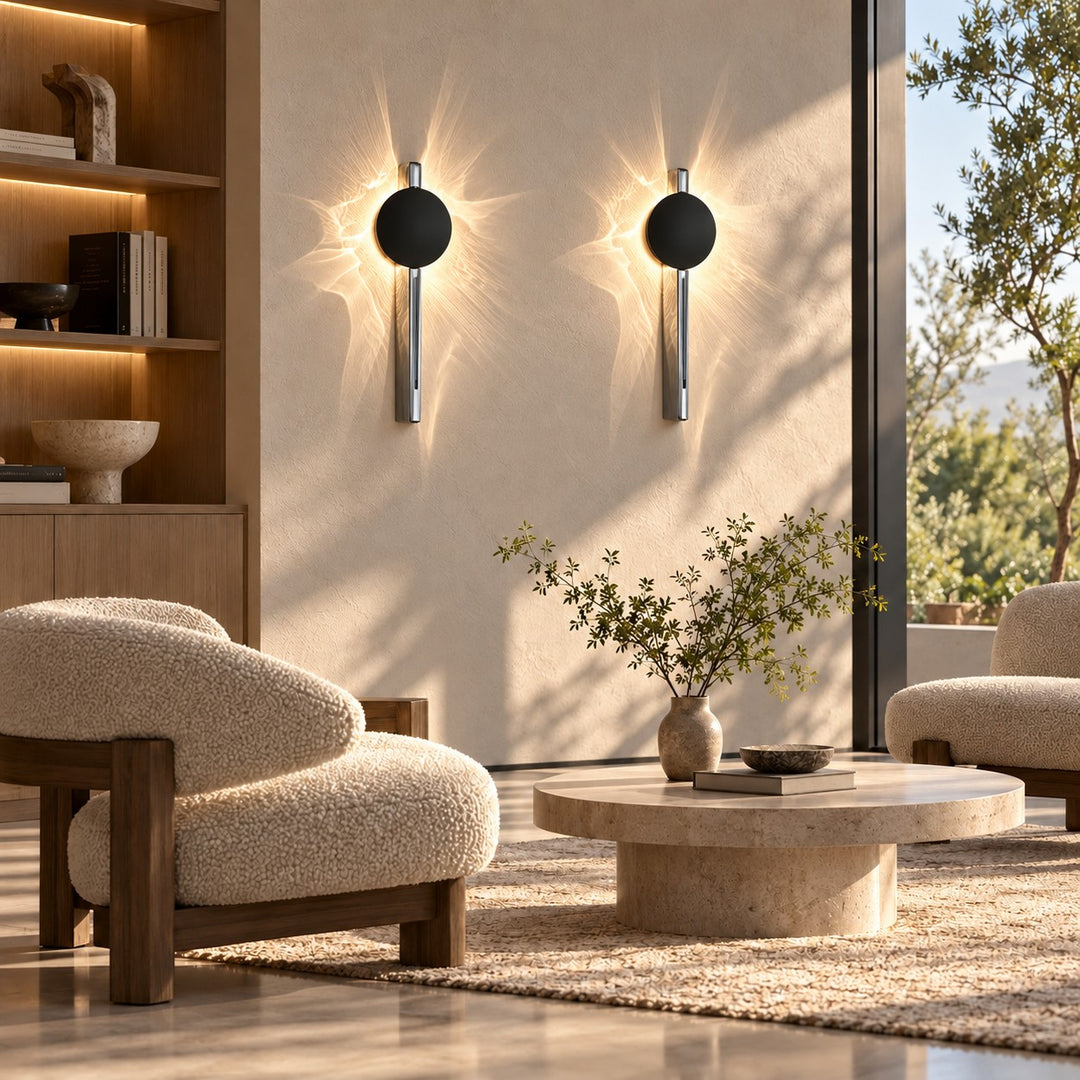 Ripple Head Turning Disc Brushed Metal Wall Sconce
