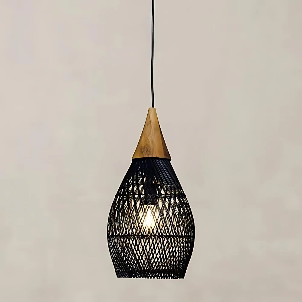 Handgefertigte Rattan Wandteppich-Pendelleuchte