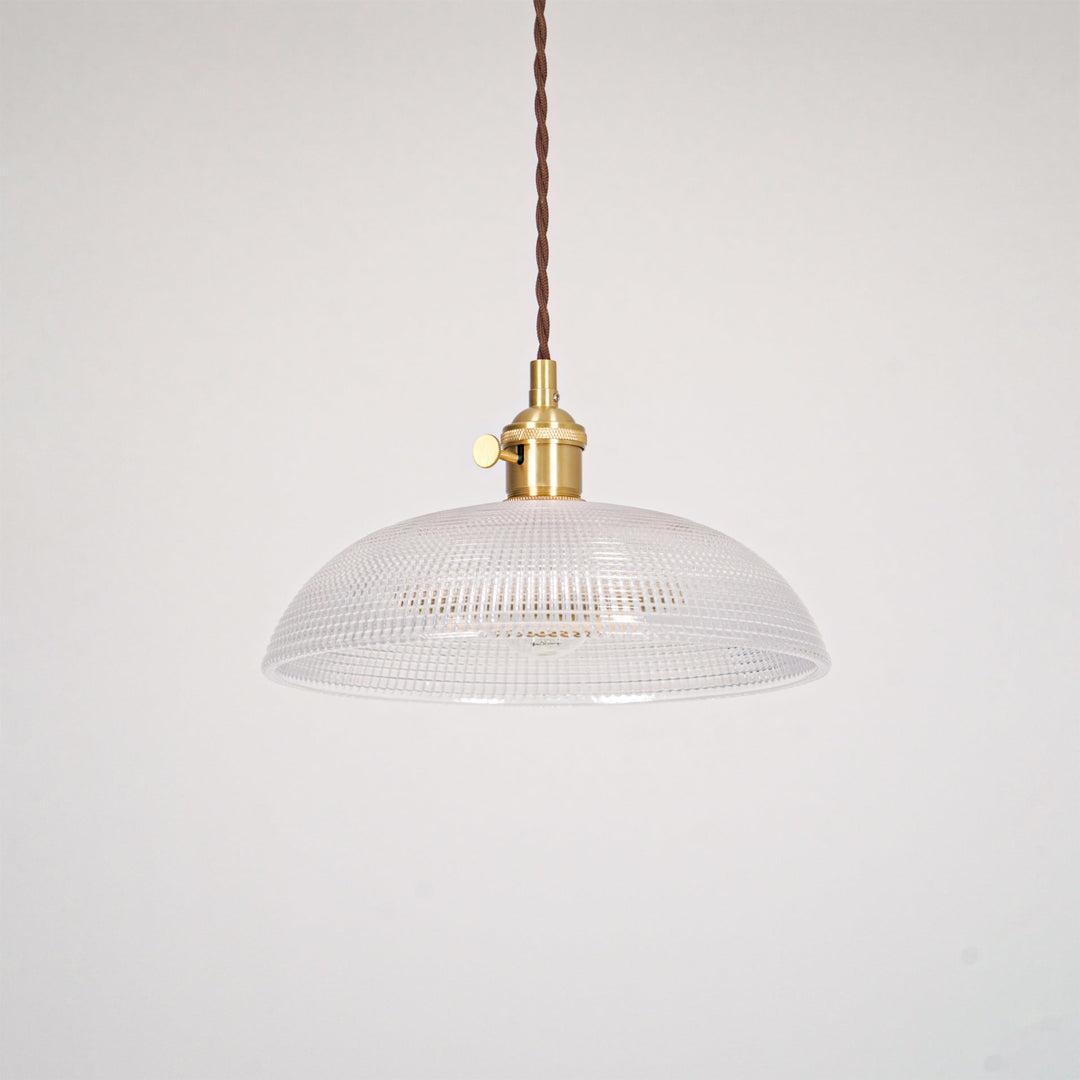 Polished Brass Domed Glass Plug-In Pendant